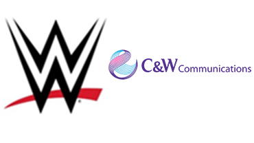 The logos of WWE and C&W Communications
