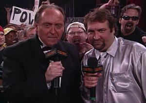 Mike Tenay and Don West on the September 8, 2004 episode of the weekly TNA pay-per-views. (Photo Credit: IMPACT! Plus)