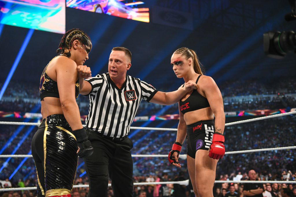 They were once friends and tag team partners but at SummerSlam Shayna Baszler battled "Rowdy" Ronda Rousey in a MMA Rules Match. (Photo Credit: WWE)