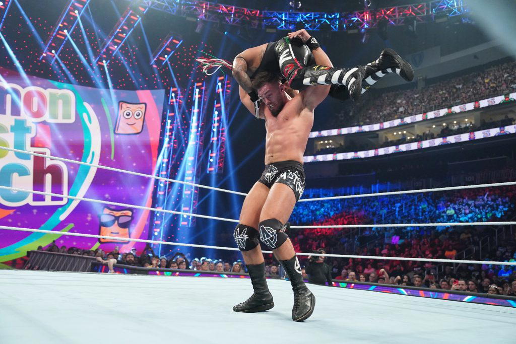 Austin Theory was on his way to regaining the WWE United States Championship for a third time until Rey Mysterio rolled him up for a victory! (Photo Credit: WWE)