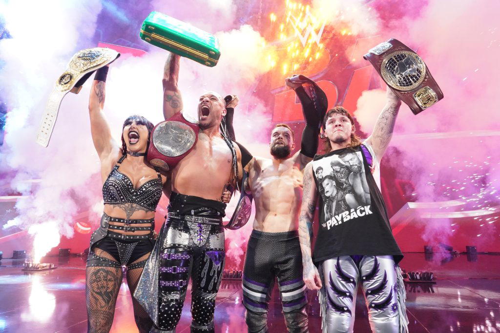 The Judgment Day now hold the Women's World Championship, NXT North American Championship, Money in the Bank Briefcase and the Undisputed WWE Tag Team Championship.  (Photo Credit: WWE)