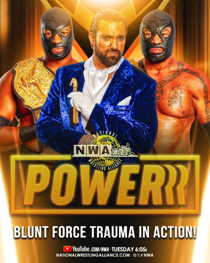 Aron Stevens' NWA World Tag Team Champions: Blunt Force Trauma will be in action on "NWA Powerrr" this Tuesday at 6:05 P.M. Eastern on the official NWA YouTube Channel.  (Photo Credit: National Wrestling Alliance)