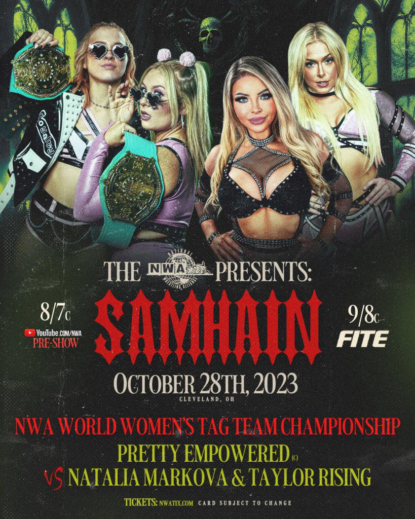 Pretty Empowered will defend the NWA World Women's Tag Team Championship against Natalia Markova & Taylor Rising this Saturday at NWA Samhain!  (Photo Credit: National Wrestling Alliance)