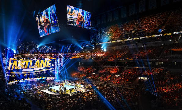 Over 14,500 members of the WWE Universe attended "WWE Fastlane 2023" at the Gainbridge Fieldhouse in Indianapolis, Indiana.  (Photo Credit: WWE)