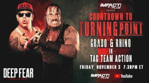 Grado teams up with "The Man Beast" Rhino for tag team competition at "IMPACT! Wrestling Countdown to Turning Point 2023"! (Photo Credit: IMPACT! Wrestling)