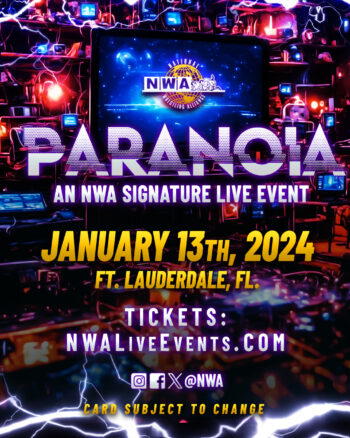 The first TV taping for the NWA's new TV show - "Paranoia" takes place on January 13, 2024.  (Photo Credit: NWA)