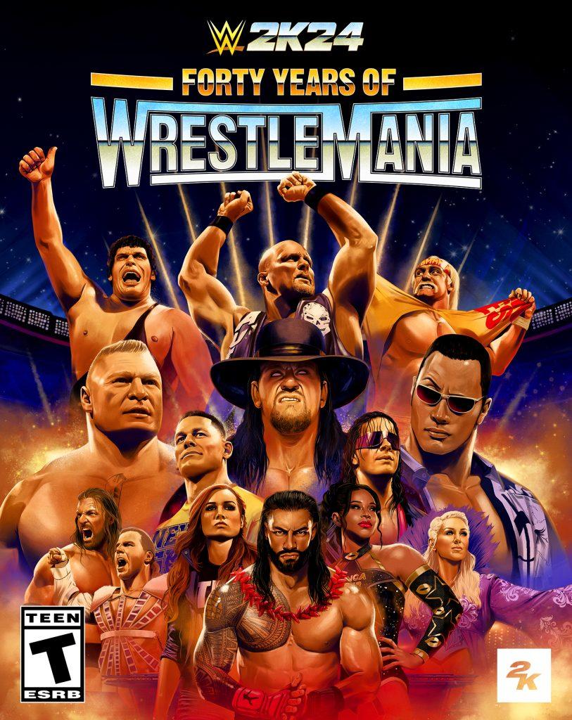 The WWE 2K24 Forty Years of WrestleMania Edition features various superstars who have competed at WrestleMania.  (Photo Credit: 2K)
