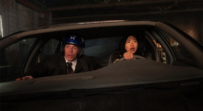 John Cena and Awkwafina star in "Jackpot!" now streaming on Amazon Prime Video.  (Photo Credit: Amazon MGM Studios)