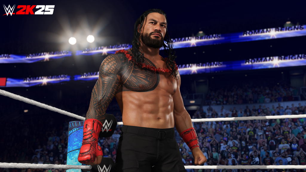 "The OTC" Roman Reigns stands alone inside the squared circle in WWE 2K25 - available March 14, 2025. (Photo Credit: 2K)